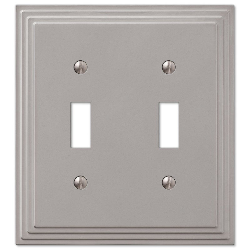 Amerelle Steps Double Toggle Cast Metal Wallplate In Satin Nickel